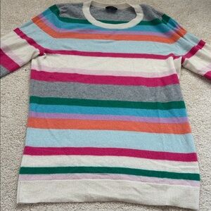 Talbots Audrey Cashmere Colorful Striped Crew Neck Sweater
